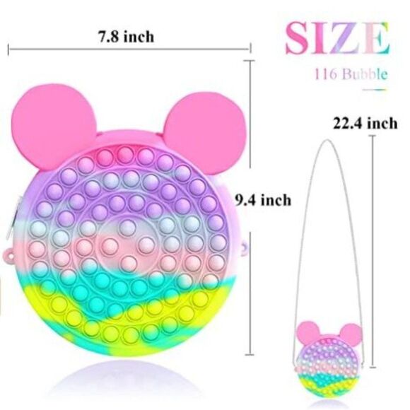 Macaron Mouse Pop Fidget Purse with Metal Chain - Picture 2 of 4